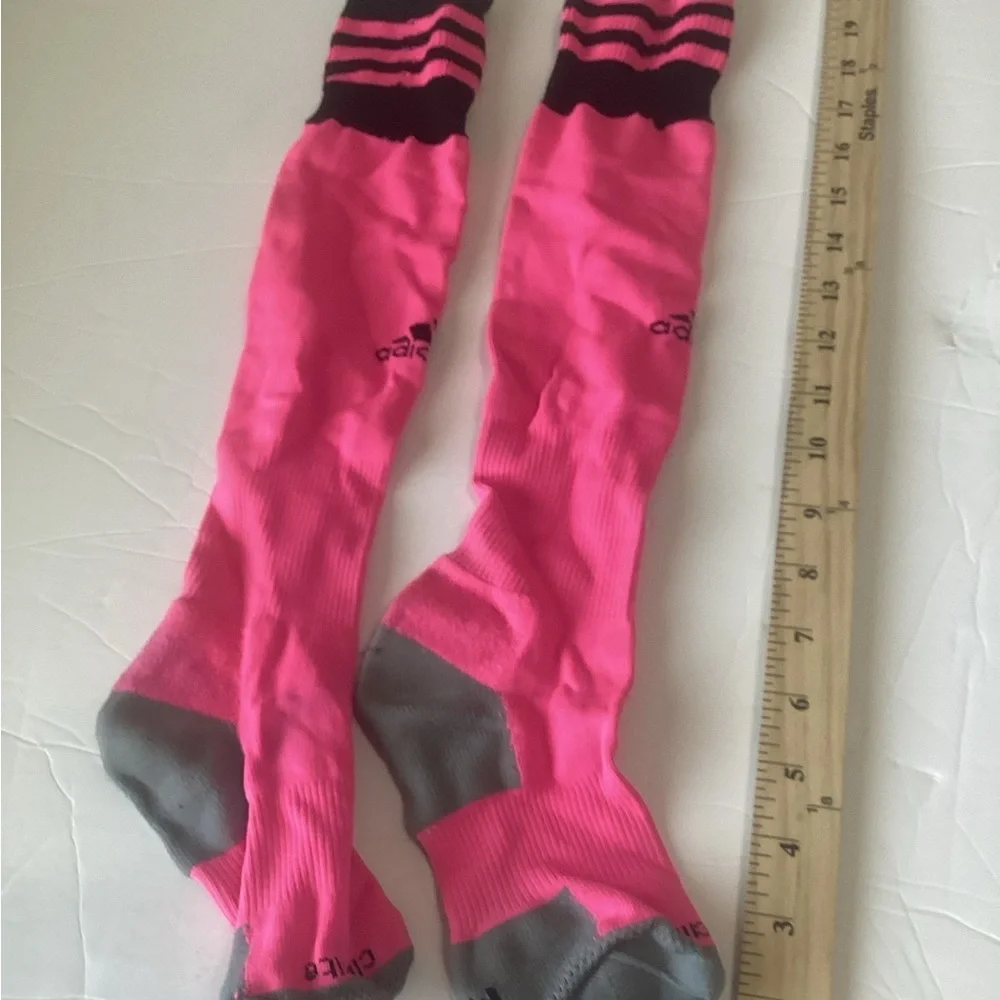 Adidas Vibrant Pink and Gray soccer  Socks woman’s size medium